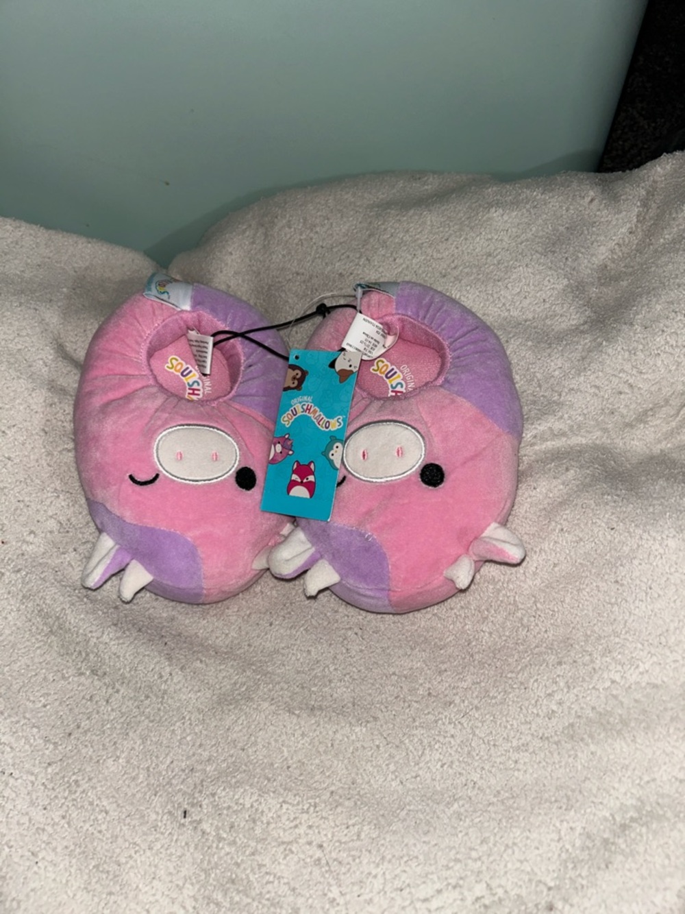 Squishmallows Pink & Purple Pig Plush Kids Slippers